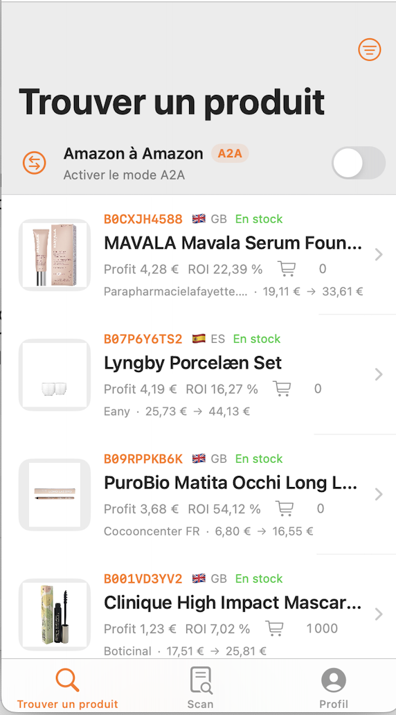 Application Resell Corner GO sur téléphone